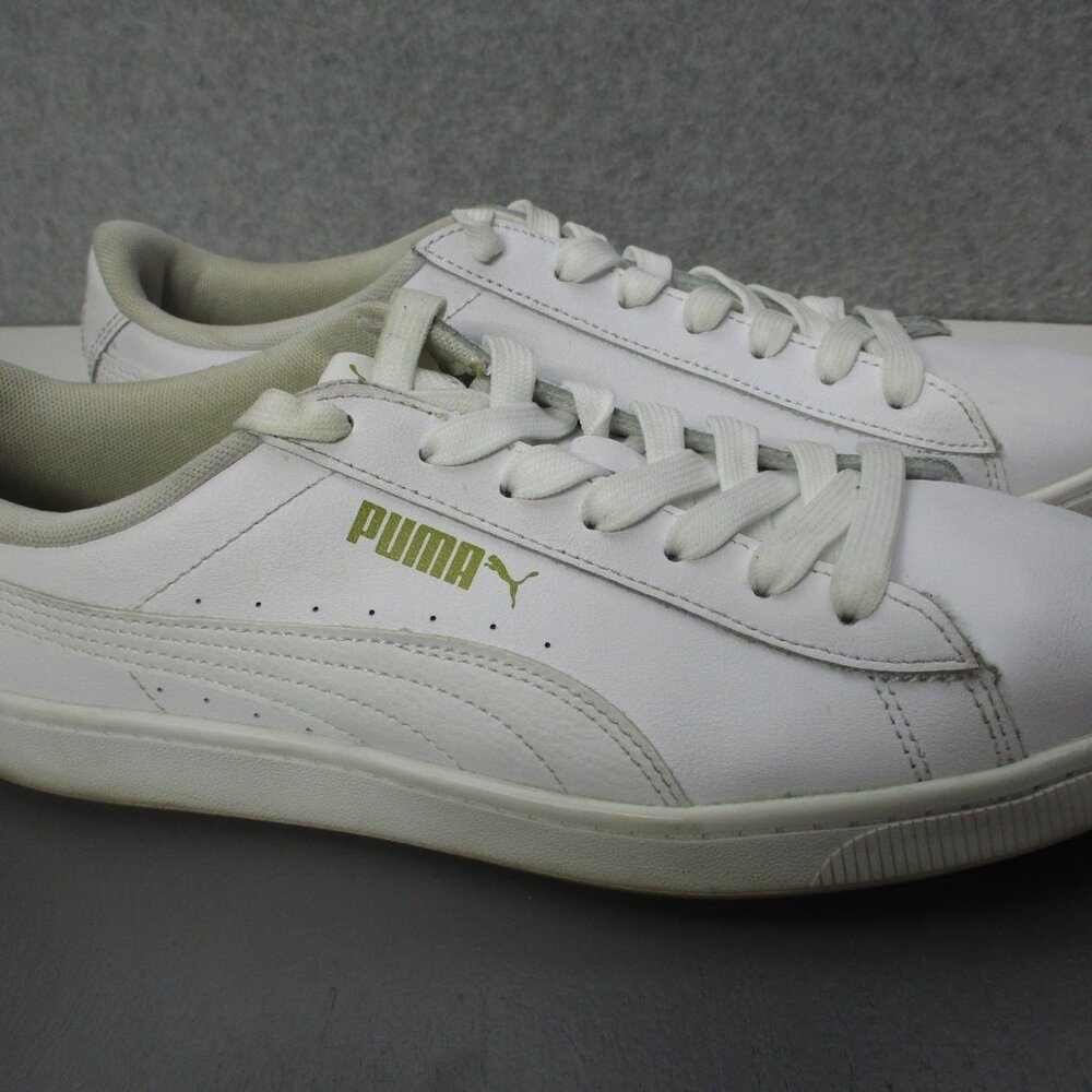 Puma Vikki V2 White Leather Sneakers Lace Shoes Womens Sz 10